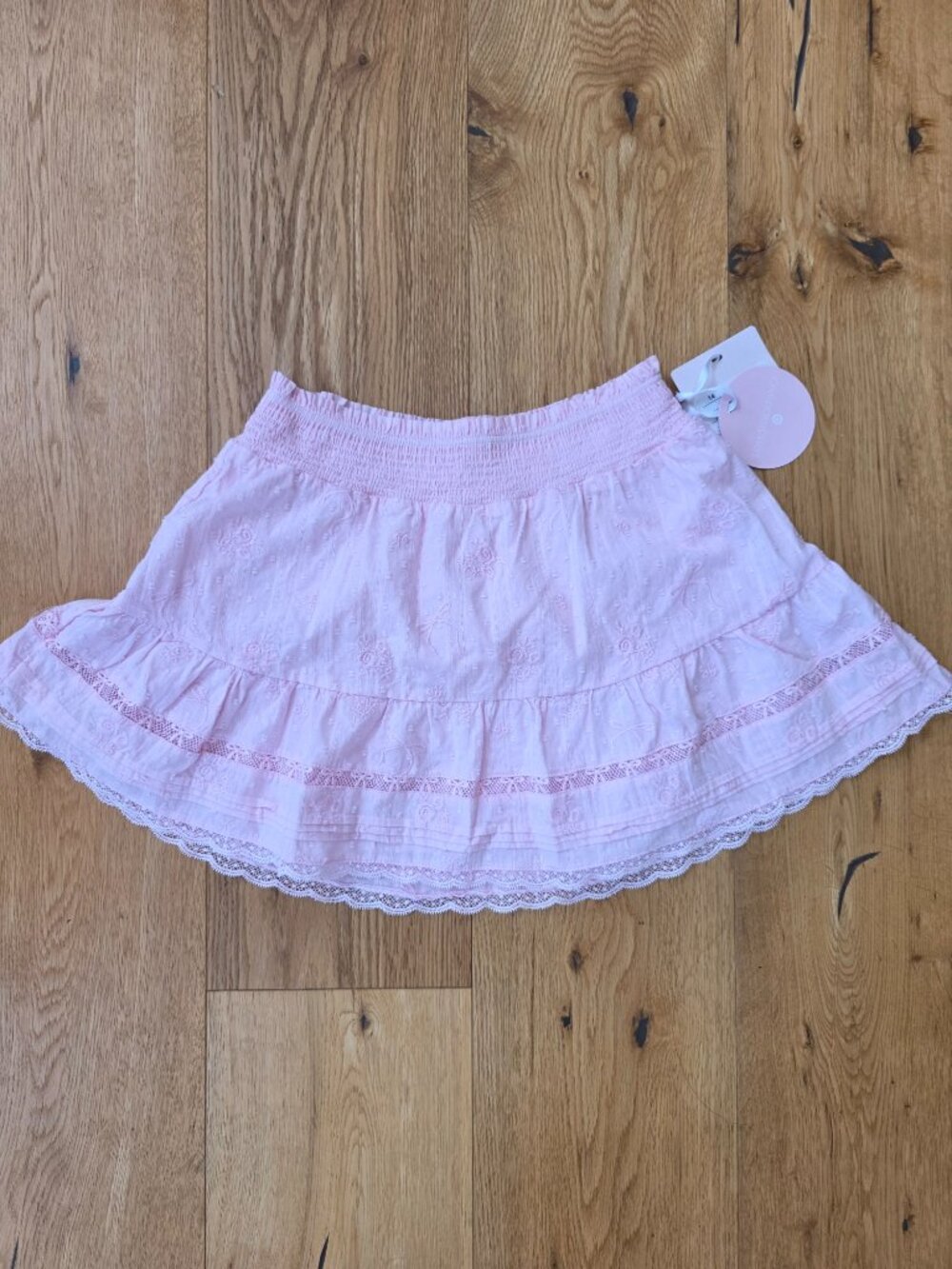 LoveShackFancy x Target Pink 14 Girls skirt  Clara Alouette Embroidery Tiered